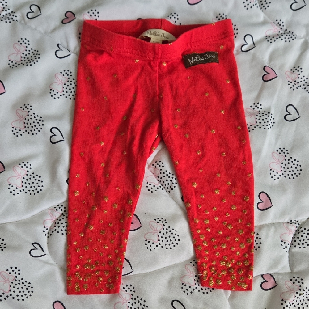 Matilda Jane Sparkling Red and Gold Kids Leggings